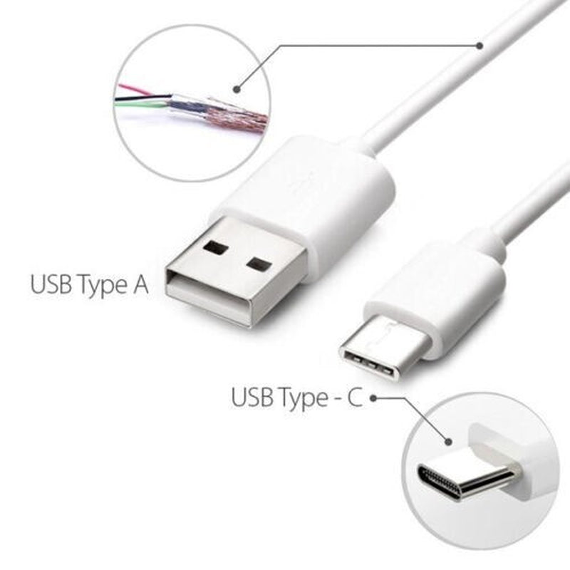 USB-C to USB-A White Charging & Data Cable (3FT, 1M)