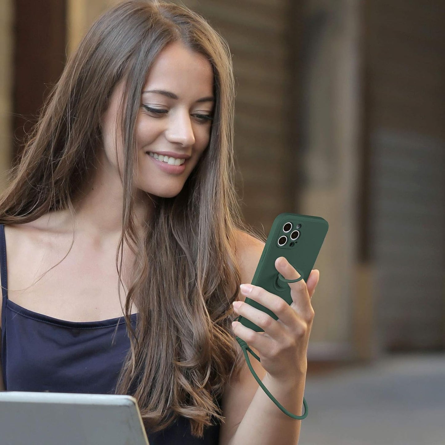 Compatible with Iphone 12 Pro Max Case, Silicone with 360°Ring Kickstand Holder (Support Car Mount) Soft Silk Microfiber Cloth Designed for Iphone 12 Pro Max 6.7Inch 2020 (Army Green)…