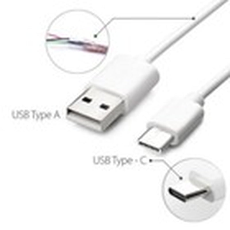 USB-C to USB-A White Charging & Data Cable (3FT, 1M)